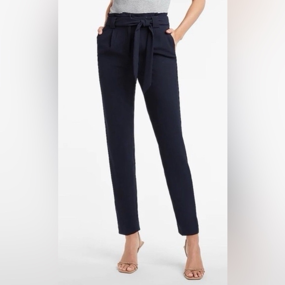 Express Navy Tailored Cropped Trousers